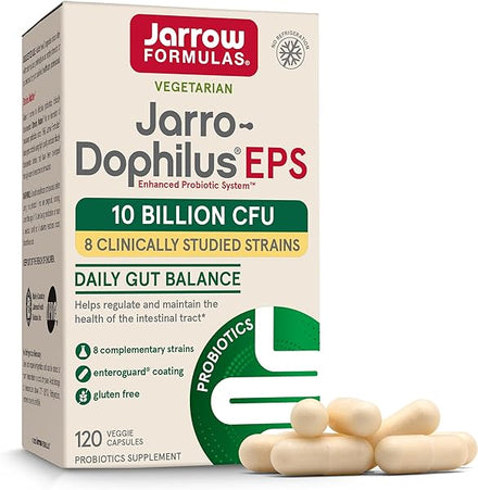 Jarrow Formulas Jarro-Dophilus EPS Probiotics 10 Billion CFU, Dietary Supplement for Intestinal Tract Support, Gut Health Supplements for Women and Men, 120 Veggie Capsules, 60 Day Supply in Pakistan