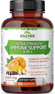 Zazzee Extra Strength 8-in-1 Immune Support, 1400 mg per Capsule, 180 Vegan Capsules, 1000 mg Vitamin C, 1000 IU mg D3, Zinc, Elderberry, Echinacea, Goldenseal, Turmeric and Astragalus, All-Natural in Pakistan