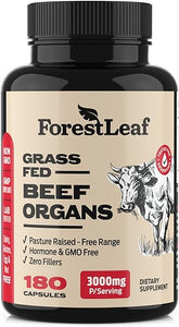 Beef Organ Supplement - Grass Fed & Pasture Raised - Total Body Wellness & Performance, Organ Complex with 3000mg of Desiccated Beef Liver, Heart, Kidney, Pancreas, Spleen (180 Capsules) in Pakistan