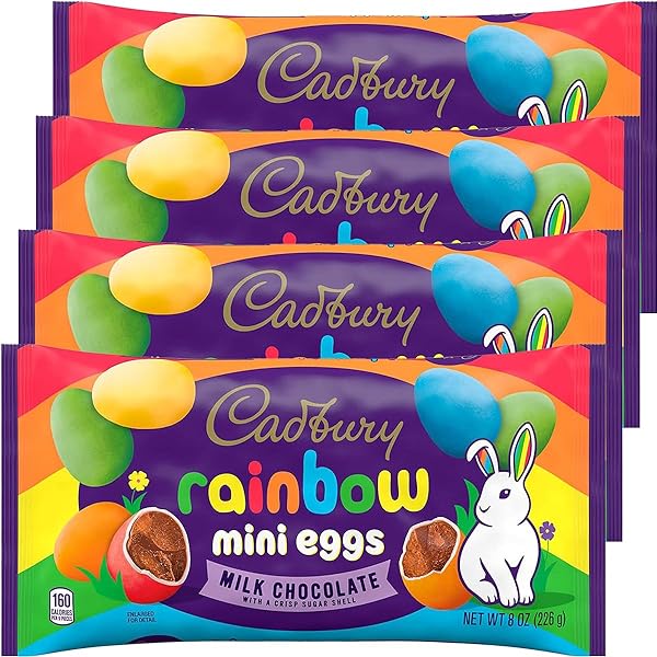 Cadbury Chocolate Candy Coated Rainbow Mini Eggs for Easter Basket Stuffers, Candy Dishes, Party Favors, and Decorating Desserts - Cadbury Chocolate Eggs in Crisp Sugar Shell for Kids (8oz, 4 Pack, Coated Rainbow Mini Eggs) in Pakistan in Pakistan