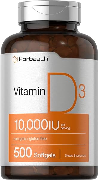 Horbaach Vitamin D3 10000 IU | 500 Softgels | in Pakistan
