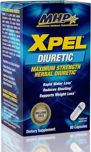 MHP Xpel Maximum Strength Diuretic Water Pills, for Water Retention Relief, Weight loss Support, with Vitamin B-6 Potassium Dandelion Root, 80 Capsules in Pakistan