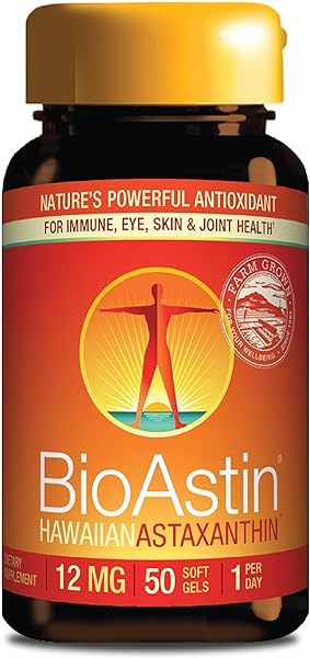 Hawaii BioAstin Hawaiian Astaxanthin - 12mg, 50 Softgels - Farm-Direct Premium Antioxidant Supplement to Support Eye, Skin, Joint & Immune System Health - Non-GMO & Gluten-Free in Pakistan