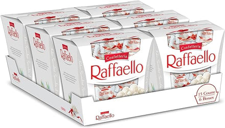 Ferrero Raffaello, 15 Count, 6 Pack, Premium Gourmet White Almond, Cream and Coconut, Candy for Gifting, Mother's Day Gift, 5.3 oz Each in Pakistan