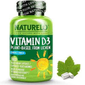 NATURELO Vitamin D - 2500 IU - Plant Based from Lichen - Natural D3 Supplement for Immune System, Bone Support, Joint Health - Vegan - Non-GMO - Gluten Free - 180 Mini Capsules in Pakistan