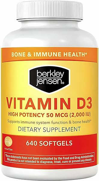 berkley jensen High Potency Vitamin D3 2000IU (50 mcg) Supplement (640 - Count), Supports Teeth, Muscle, Immune Function, and Bone Health, Non-GMO, Gluten Free, Men and Women in Pakistan in Pakistan