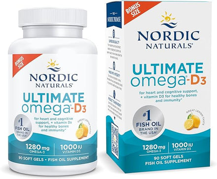 Ultimate Omega-D3, Lemon Flavor - 90 Soft Gels - 1280 mg Omega-3 + 1000 IU Vitamin D3 - Omega-3 Fish Oil - EPA & DHA - Promotes Brain, Heart, Joint, & Immune Health - 45 Servings in Pakistan