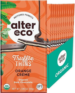 Orange Creme Truffle Thins, Chocolate Bar with Gooey Ganache Truffle Filling, Organic, Gluten & Soy-Free, Non-GMO Snacks, No Additives, Recyclable Packaging, Fair Trade (12-Pack Orange Creme) in Pakistan