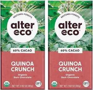 Dark Chocolate Bars | Pure Dark Cocoa, Fair Trade, Organic, Non-GMO, Gluten Free (2-Pack Dark Quinoa Crunch) in Pakistan