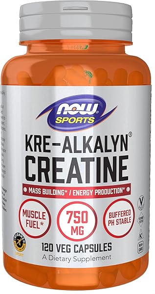 NOW Sports Nutrition, Kre-Alkalyn Creatine 750 mg, Mass Building*/Energy Production*, 120 Veg Capsules in Pakistan