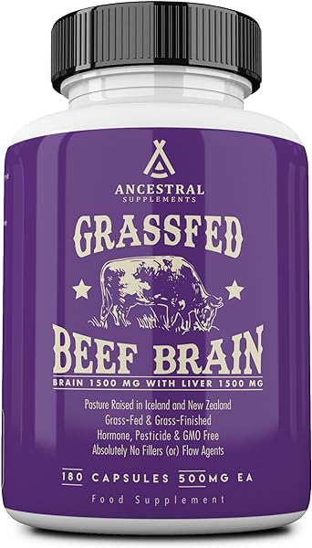 Ancestral Supplements Grass Fed Beef Brain Supplement with Beef Liver, Whole Food Brain Support Promotes Brain, Mood, and Memory Health, Brain and Liver Health Formula Capsules, Non-GMO, 180 Capsules in Pakistan in Pakistan