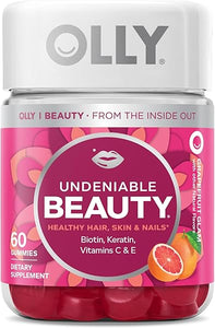 OLLY Undeniable Beauty Gummy, For Hair, Skin, Nails, Biotin, Vitamin C, Keratin, Chewable Supplement, Grapefruit, 30 Day Supply - 60 Count in Pakistan