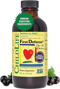 CHILDLIFE ESSENTIALS First Defense - Elderberry for Kids, Immune Support for Kids, Zinc for Kids, All-Natural, Gluten-Free, Non-GMO, Allergen-Free - Naturally Flavored, 4 Fl Oz Bottle in Pakistan