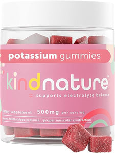 Kind Nature High Potassium Supplement 500mg - Chewable Gummies for Adults & Kids - Pure Potassium Bicarbonate Mineral Supplement - Vegan, Gluten Free, Non GMO - 60 Gummies (30 Day Supply) in Pakistan