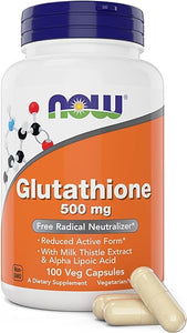 Now Glutathione 500 mg, 100 Vegan Capsules - Reduced Form GSH Supplement - Enhanced with Milk Thistle Extract and Alpha Lipoic Acid in Pakistan
