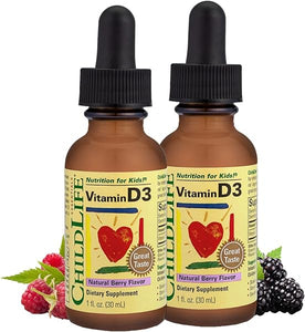 ChildLife Essentials Vitamin D3 for Infants, Babys, Kids, Toddlers, Children, and Teens, Berry Flavor, Glass Bottle, 1 Fl Oz (Pack of 2) in Pakistan