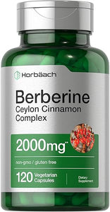 Horbaach Berberine Plus Ceylon Cinnamon | 2000mg | 120 Veggie Capsules | Vegetarian, Non-GMO & Gluten Free Supplement | Berberine Complex in Pakistan