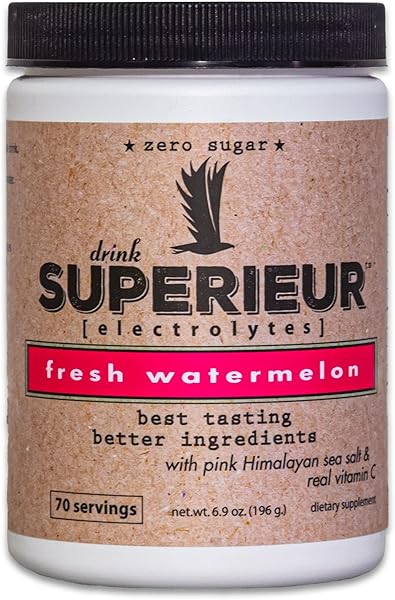 Superieur Electrolytes – Plant Based Electrolyte Supplement w/Sea Minerals for Hydration & Recovery – Keto Friendly, Non-GMO, Zero Sugar, Vegan Healthy Sports Drink Powder – Watermelon (70 Servings) in Pakistan