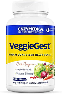 VeggieGest, Digestive Enzymes for Vegan, Vegetarian and Raw Diets, Prevents Gas and Bloating, 90 Count - Standard in Pakistan