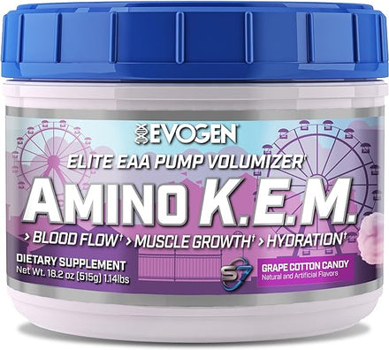 AminoKEM Essential Amino Acid, BCAA, Nitric Oxide, Betaine, S7, Recovery, Volumizing, Electrolytes, for Men & Women (Grape Cotton Candy) in Pakistan