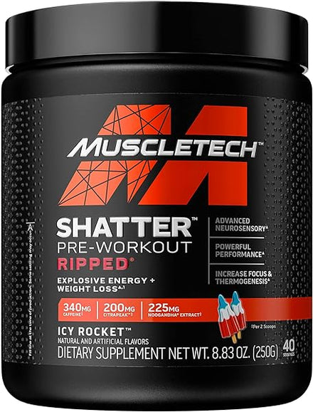 Pre Workout Powder, MuscleTech Shatter Pre-Workout, PreWorkout Powder for Men & Women, PreWorkout Energy Powder Drink Mix, Sports Nutrition Pre-Workout Products, Rainbow Fruit Candy (20 Servings) in Pakistan