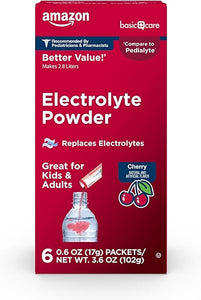 Amazon Basic Care Electrolyte Powder Packets for Kids & Adults, Cherry Flavor, 6 count (Pack of 1) in Pakistan