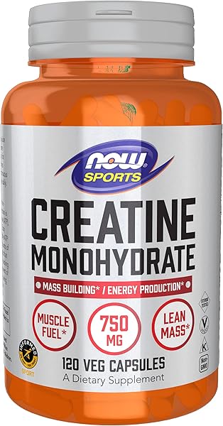 NOW Sports Nutrition, Creatine Monohydrate 750 mg, Mass Building*/Energy Production*, 120 Veg Capsules in Pakistan in Pakistan