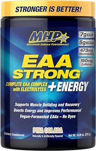 EAA Strong + Energy, Essential Amino Acid Supplement, All 9 EAAs, BCAAs, Electrolytes, Coconut Water, Pre-Workout Enhances Muscle Building, Performance, Recovery, Caffeine, Pina Colada, 30 Servings in Pakistan