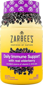 Zarbee's Elderberry Gummy Daily Immune Support Supplement with Vitamins A, C, D, E & Zinc, Black Elderberry Fruit Extract, Natural Berry Flavor, 60 Count in Pakistan