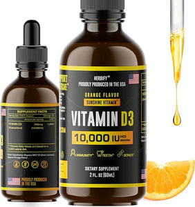 HERBIFY Vitamin D3 10000 IU - Made in USA Liquid Vitamin D Drops - Bone Strength and Immune Support Supplement - Sunshine Replacement - D3 Vitamin Bone and Teeth Supplement - 2 Oz in Pakistan