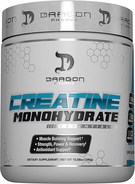 DRAGON PHARMA Creatine Monohydrate, Aid Muscle Recovery, Post-Workout Supplement, Antioxidant Support (60 Servings, Unflavored) in Pakistan