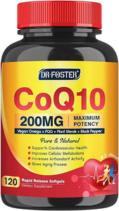 CoQ10 200mg Softgels with Vitamin E & Omega 3-6 -9 & PQQ - High Absorption Coenzyme Q10 with Bioperine | Maximum Antioxidant | Heart Supports & Cellular Energy Production Supplement | 120 Servings in Pakistan