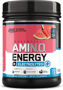 Optimum Nutrition Essential AMIN.O Energy & Electrolytes - Energy, Focus & Post-Workout Muscle Recovery - Watermelon Pre-Workout Electrolyte Powder Drink - Watermelon Splash, 1.51 lb (72 Servings) in Pakistan