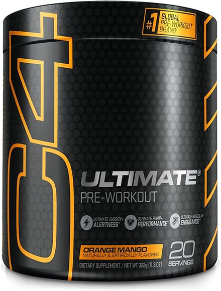 C4 Ultimate Pre Workout Powder Orange Mango - Sugar Free Preworkout Energy Supplement for Men & Women - 300mg Caffeine + 3.2g Beta Alanine + 2 Patented Creatines - 20 Servings in Pakistan