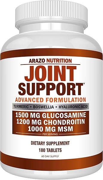 Arazo Nutrition Glucosamine Chondroitin Turmeric Msm Boswellia - Joint Support Supplement for Relief 180 Tablets for Bones, Back, Knees, Hands (180 Tablets) in Pakistan in Pakistan