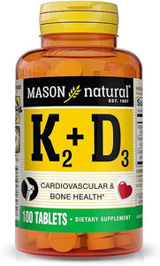MASON NATURAL Vitamin K2 100 mcg Plus Vitamin D3 - Supports Bone, Cardiovascular & Muscle Health, 100 Tablets in Pakistan