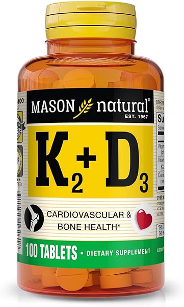 MASON NATURAL Vitamin K2 100 mcg Plus Vitamin D3 - Supports Bone, Cardiovascular & Muscle Health, 100 Tablets in Pakistan in Pakistan