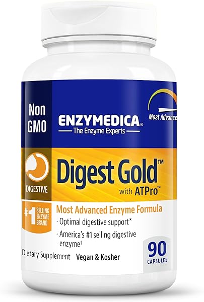 Digest Gold + ATPro Maximum Strength Digestive Enzymes | Prevents Bloating Gas & Indigestion, Natural Digestion Support, Multi Enzyme Amylase, Protease, Lipase & Lactase, 90 Capsules in Pakistan in Pakistan