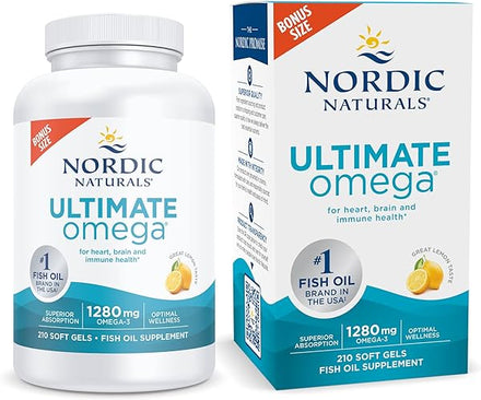 Ultimate Omega, Lemon Flavor - 210 Soft Gels - 1280 mg Omega-3 - High-Potency Omega-3 Fish Oil with EPA & DHA - Promotes Brain & Heart Health - Non-GMO - 105 Servings in Pakistan