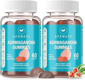 AFXMATE Ashwagandha Gummies & Vitamin D Gummies for Men & Women 120 Count Aswangdha Supplement (Non-GMO, Sugar Free & Gluten Free) in Pakistan