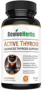 Premium Thyroid Support with Ashwagandha, Iodine, Selenium, Magnesium, Zinc, Kelp, B12 & More. Supports Healthy Thyroid Function by Revive Herbs (60 Count (Pack of 1), 60) in Pakistan