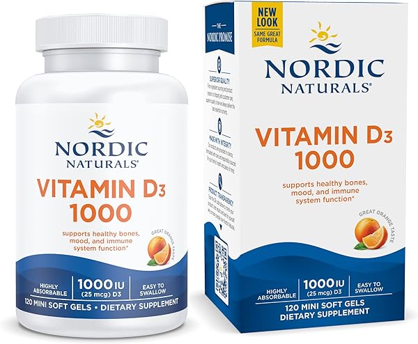 Vitamin D3 1000, Orange - 120 Mini Soft Gels  in Pakistan