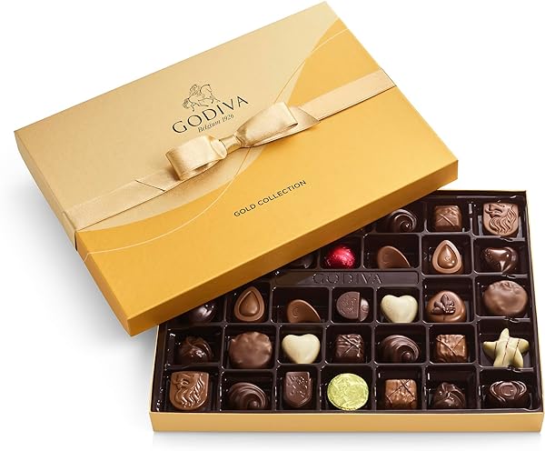 Chocolate Gift Box, Mother's Day Gift Basket, for Graduation & Teacher Appreciation Gold Ribbon Gourmet Candy Assortment with Praline, Caramel in Milk, White, Dark Chocolate, 36pc in Pakistan in Pakistan