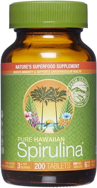 Hawaii, Pure Hawaiian Spirulina 500 mg, Vegan, Supports Immune System, Heart, Cells and Energy, 200 Tablets in Pakistan