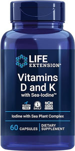 Vitamins D and K with Sea-Iodine, vitamin D3, vitamin K1 and K2, iodine, supports immune, bone, arterial and thyroid health, non-GMO, gluten-free, 60 capsules in Pakistan