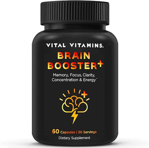 Vital Vitamins Brain Supplements for Memory & Focus - Brain Booster Plus Lion's Mane - Nootropic Brain Health - Memory, Clarity, Energy, Brain Fog in Pakistan