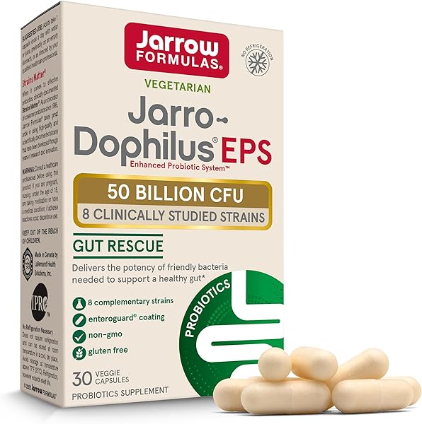 Jarrow Formulas Jarro-Dophilus EPS Gut Rescue Probiotics 50 Billion CFU with 8 Clinically-Studied Strains, Dietary Supplement for Gut Health Support, 30 Veggie Capsules, 30 Day Supply in Pakistan in Pakistan