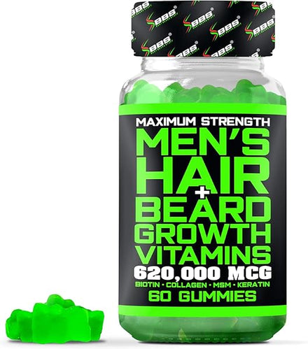 BBS Beard Growth & Hair Growth Vitamins for Men - Maximum Strength 620000mcg Biotin - Collagen - MSM - Keratin - Bamboo Extract - Multivitamin Gummies (Made by Best Beard Stuff USA) in Pakistan