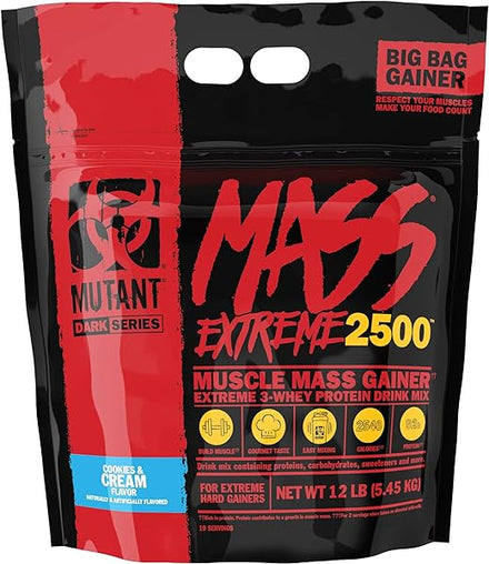 Mass Extreme Gainer – Whey Protein Powder – Build Muscle Size and Strength – High Density Clean Calories (Cookies and Cream, 12 lbs) in Pakistan