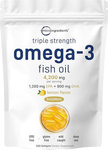 Triple Strength Omega 3 Fish Oil Supplements 4200mg Per Serving, 240 Softgels – Lemon Flavored – Burpless | EPA 1200mg + DHA 900mg | Deep Sea Fish in Pakistan